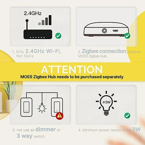 Zigbee Smart Double Switches, 2nd Generation 2 Gang Light Switch — Smart Switch, MOES