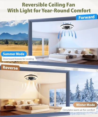 2 in 1 WiFi RGB-LED Ceiling Fan with Lights and Remote — Smart Fan, Vookea