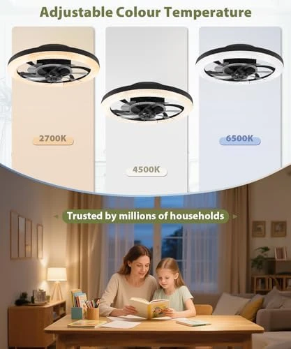 2 in 1 WiFi RGB-LED Ceiling Fan with Lights and Remote — Smart Fan, Vookea