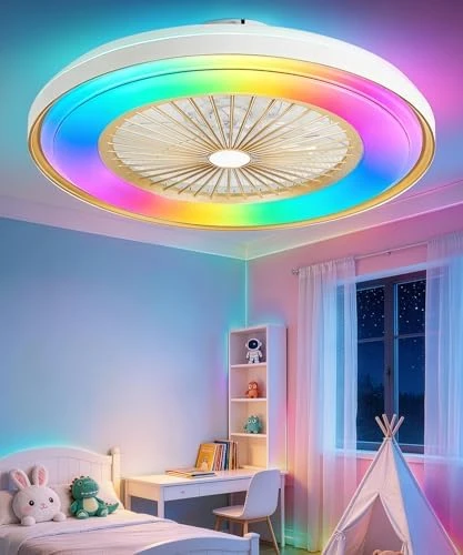 2 in 1 WiFi RGB-LED Ceiling Fan with Lights and Remote — Smart Fan, Vookea