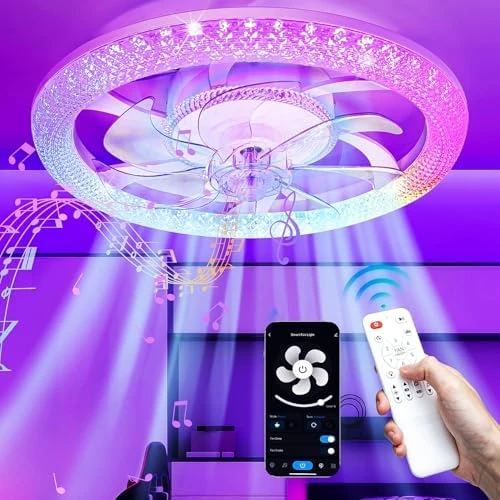 2 in 1 WiFi RGB-LED Ceiling Fan with Lights and Remote — Smart Fan, Vookea