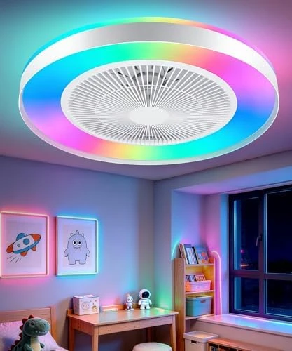 2 in 1 WiFi RGB-LED Ceiling Fan with Lights and Remote — Smart Fan, Vookea