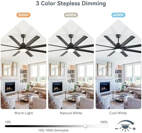 52 Inch Ceiling Fan with Lights, Smart Indoor/Outdoor — Smart Fan, Sofucor