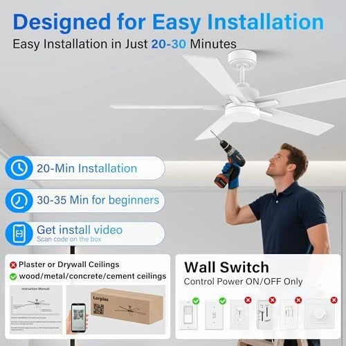 52" Smart Ceiling Fan with Lights — Smart Fan, Lorpies