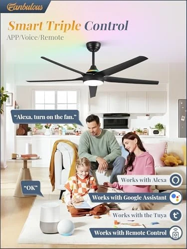 56'' Smart Ceiling Fan with RGB Lights — Smart Fan, Fanbulous