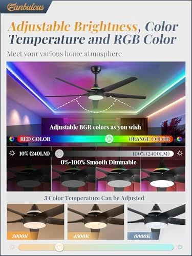 56'' Smart Ceiling Fan with RGB Lights — Smart Fan, Fanbulous