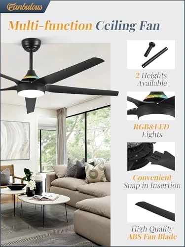 56'' Smart Ceiling Fan with RGB Lights — Smart Fan, Fanbulous