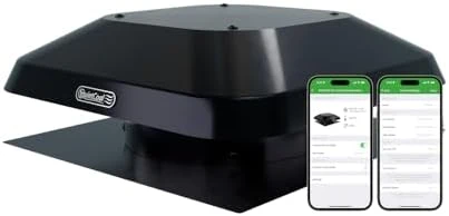 Roof Mount Smart Attic Fan - Up to 1950 CFM - As low as 25 Watts - Smart App Control - Thermostat and Humidistat - 20ft... — Smart Fan, Quietcool