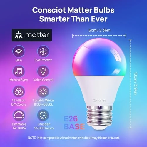 Smart Light Bulbs, WiFi Bluetooth Color Changing LED Light Bulb — Smart Light Bulb, Consciot