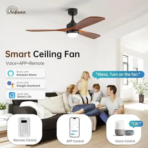 Smart Wood Ceiling Fan with Light — Smart Fan, Sofucor