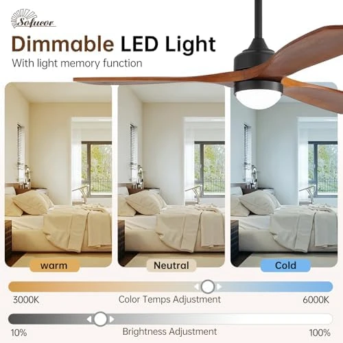 Smart Wood Ceiling Fan with Light — Smart Fan, Sofucor