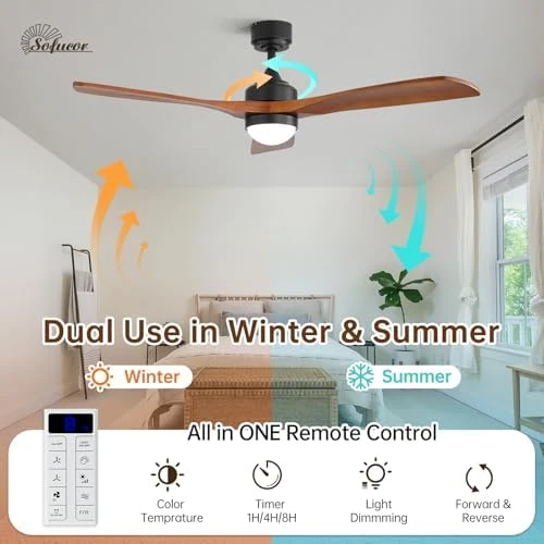 Smart Wood Ceiling Fan with Light — Smart Fan, Sofucor