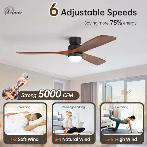 Smart Wood Ceiling Fan with Light — Smart Fan, Sofucor