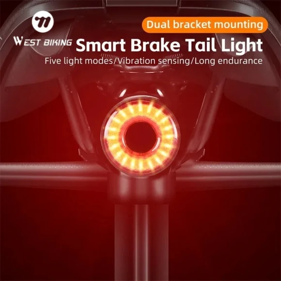 Mini Smart Brake Tail Light — Motion Sensor, WEST BIKING