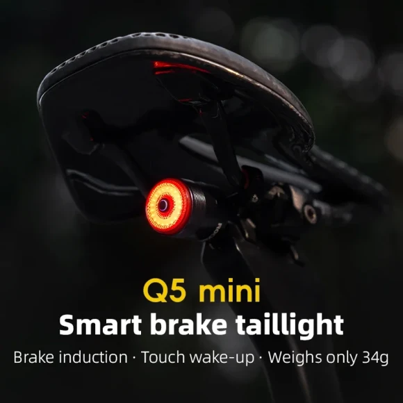 Bike Rear Light - Smart Auto Brake Sensing, IPX6 Waterproof, Type-C Charging — Smart Bike Light, ROCKBROS