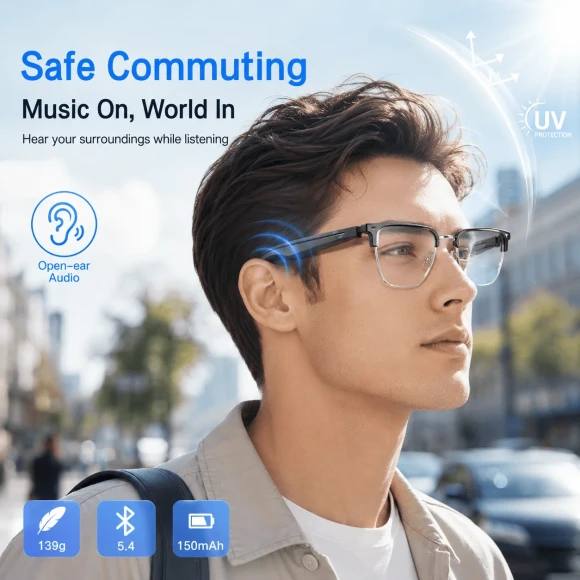 Smart Bluetooth Glasses with Blue Light and UV Protection — Smart Glasses, AIMB