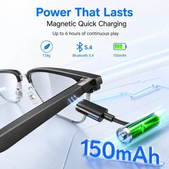 Smart Bluetooth Glasses with Blue Light and UV Protection — Smart Glasses, AIMB