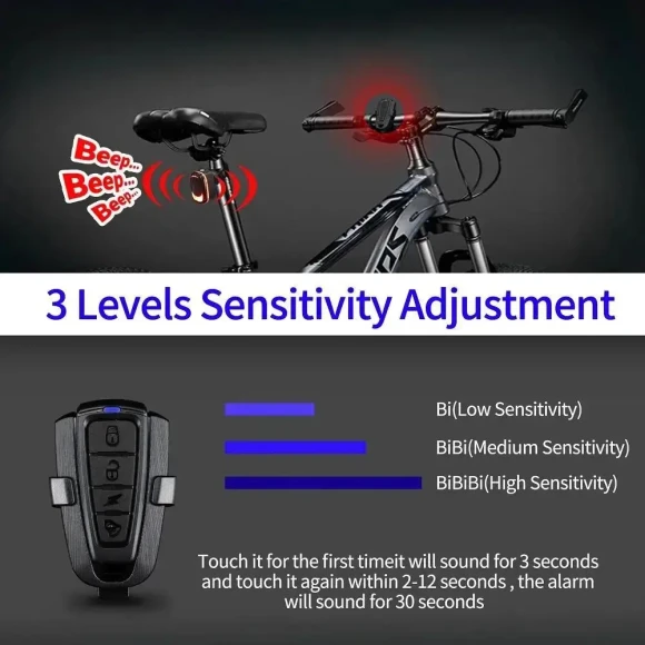 Wireless Waterproof Bike Burglar Alarm with Brake Sensing Light — Smart Bike Light, ANTUSI