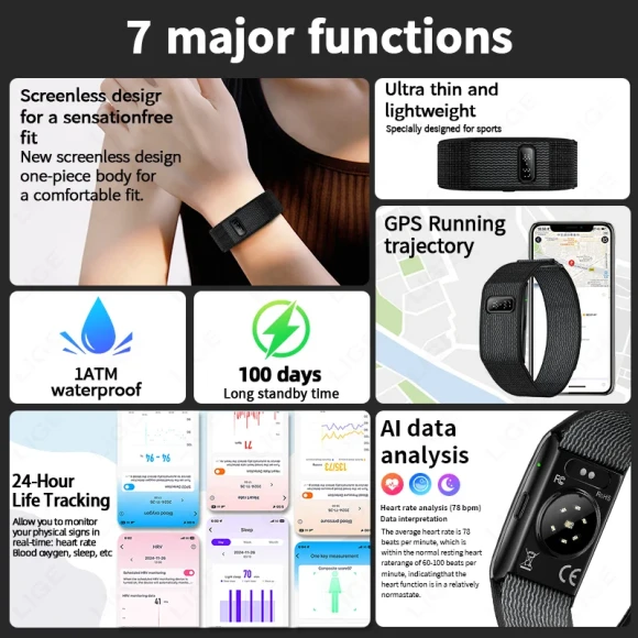 Digital Smart Watch Heart Rate Sleep Monitor Health Tracker GPS Running Trajectory Call Reminder Men Smart Bracelet — Fitness Tracker, FOXBOX