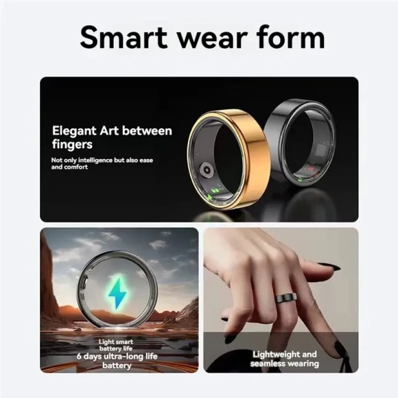 Smart Ring, Health Monitor, Heart Rate Sleep Monitor IP68 Waterproof Multi-Sport Modes — Smart Ring