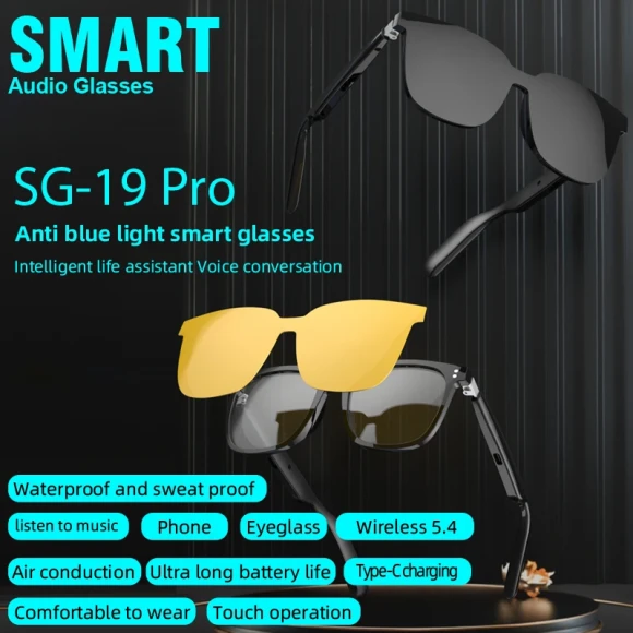 Bluetooth Wireless Earbuds and Smart Glasses with Microphone and Anti-UV Lenses — Smart Glasses