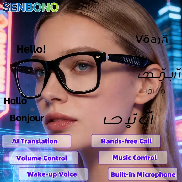 Smart Audio Glasses with AI Translator and Bluetooth Calling — Smart Glasses, Senbono