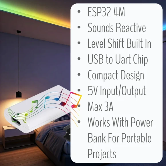 WLED Sounds Reactive USB Portable Addressable Strip Controller — LED Strip Lights, IoTorero