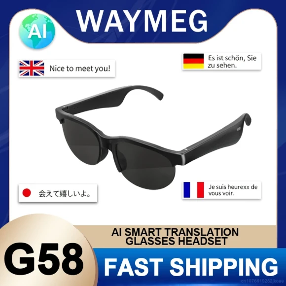 AI Translation Glasses with Wireless Earphones — Translator Device