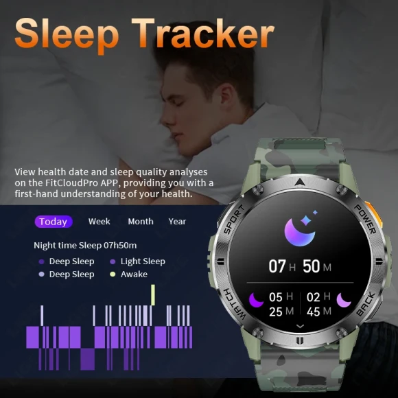 Men's Outdoor Sports Smart Watch with Health Monitoring and LED Flashlight — Fitness Tracker, LIGE
