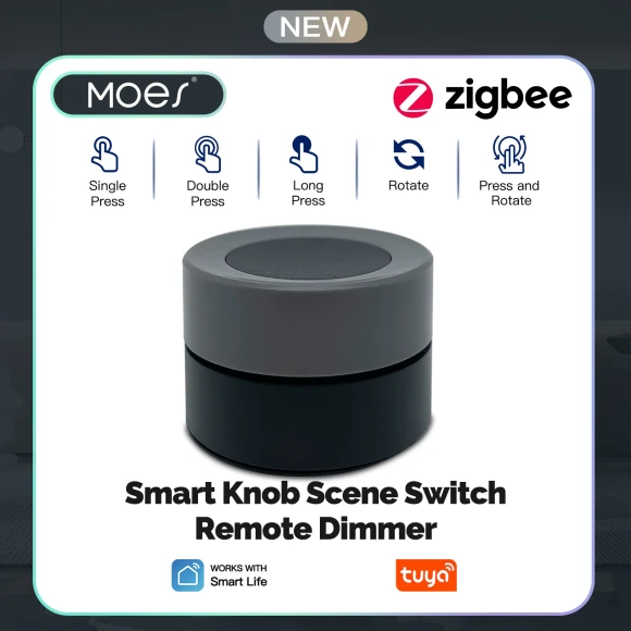 Wireless ZigBee Smart Knob Switch — Smart Button Pusher, MOES
