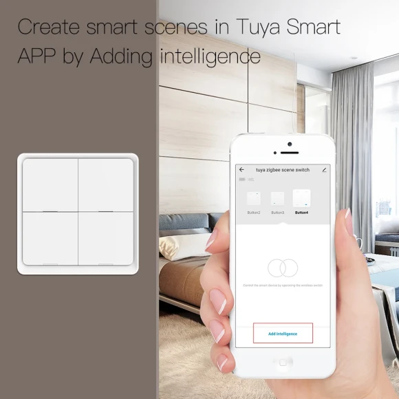 4 Gang ZigBee Wireless Scene Switch — Smart Button Pusher, MOES