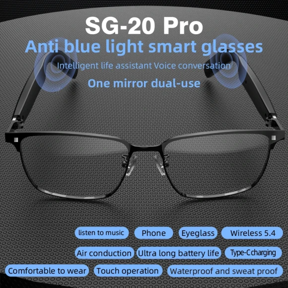 Smart Glasses Wireless Call Music Playback Full Frame Sunglasses — Smart Glasses, SG