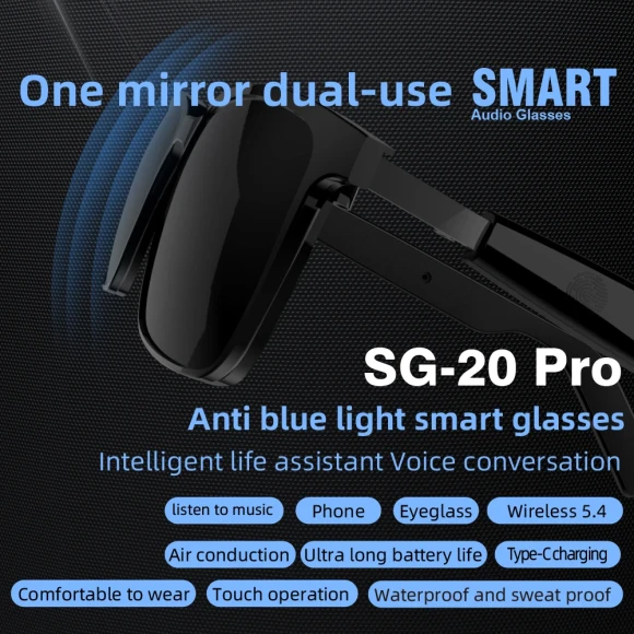 Smart Glasses Wireless Call Music Playback Full Frame Sunglasses — Smart Glasses, SG