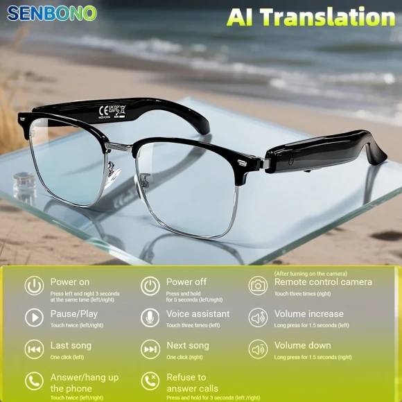 144+ Languages Translator AI Smart Glasses — Smart Glasses, Senbono