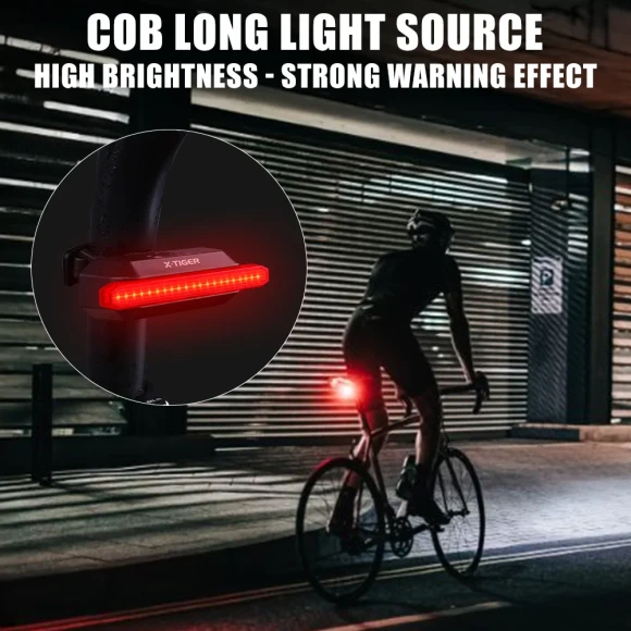 Bicycle Taillight Auto Start/Stop Smart Taillight with Brake Sensing and Waterproof — Smart Bike Light, X-TIGER