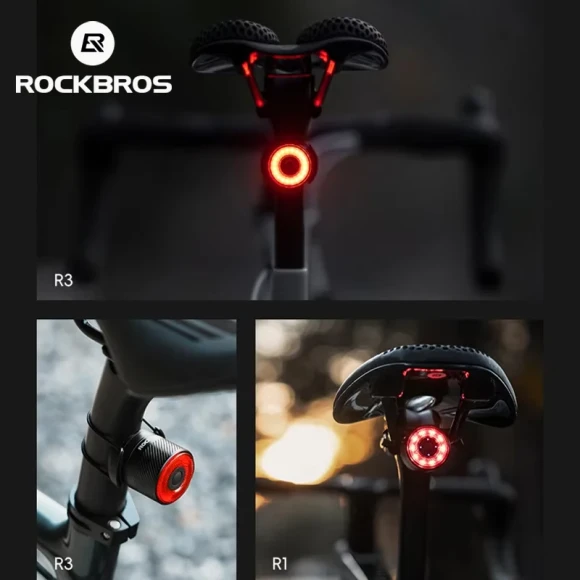 Bike Taillight Dual Bracket Sync Frequency Light Set — Smart Bike Light, ROCKBROS