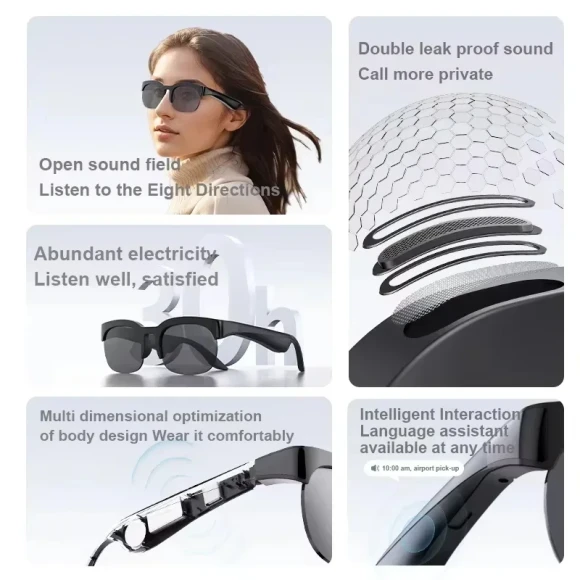 Smart AI Glasses - Wireless Call, Music, 8K HD Photo — Smart Glasses, Lenovo