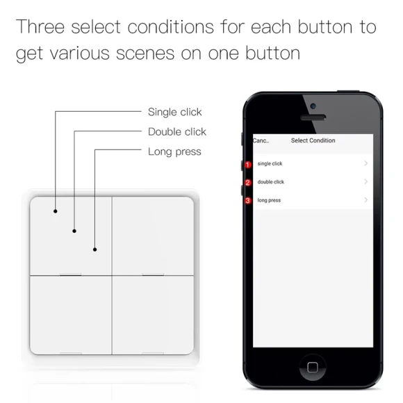 4-Gang ZigBee Smart Wireless Scene Switch — Smart Button Pusher, MOES