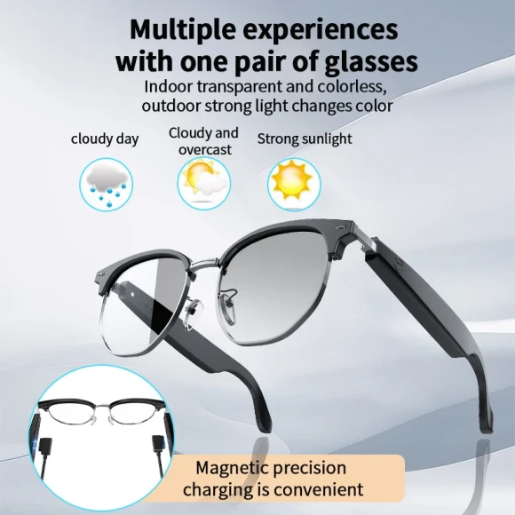 Bluetooth Smart Glasses With AI Translation Photochromic Lens Waterproof Multi-functional Sunglasses for Outdoor Driving — Smart Glasses, Lenovo