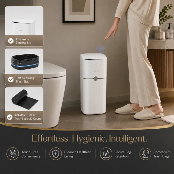 Touchless Trash Can with Motion Sensor and Auto Bag-Suction System — Smart Trash Can, Joybos