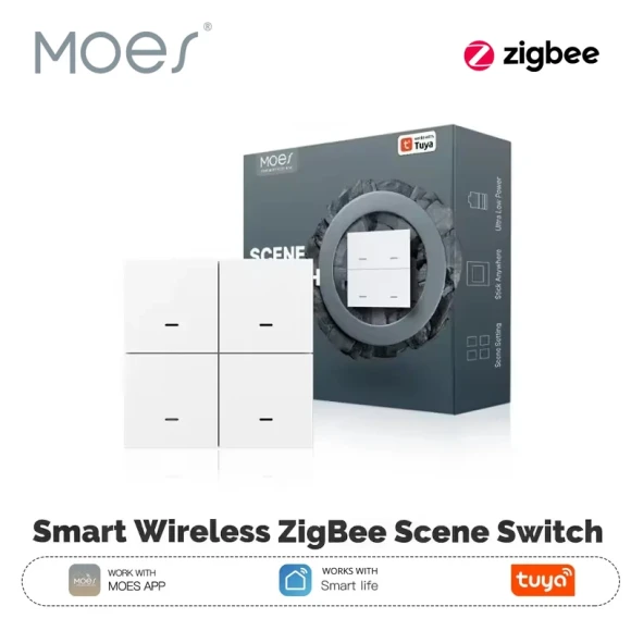 ZigBee Scene Switch 4 Gang Wireless 12 Push Button Controller — Smart Switch, MOES