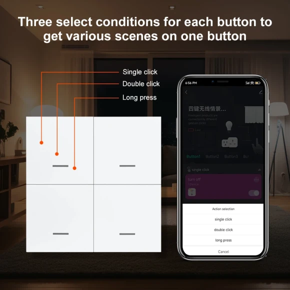 ZigBee Wireless 12 Scene Push Button Controller — Smart Switch, Manhot