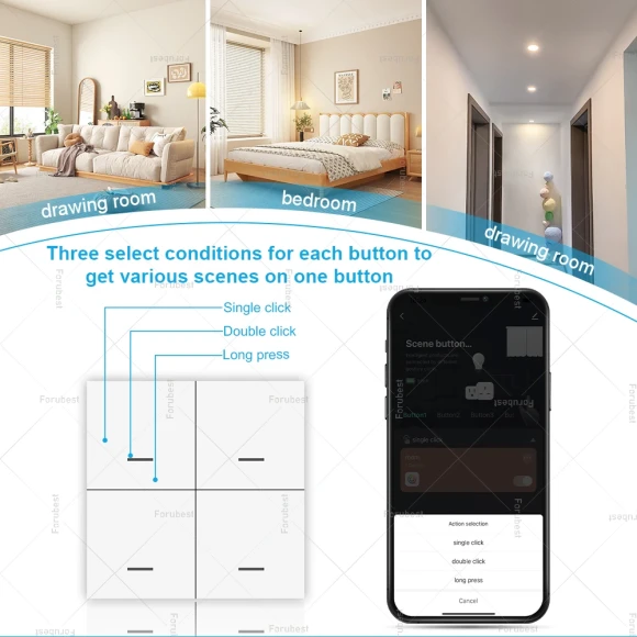 Smart Scene Switch Push Button Controller — Smart Switch, Tuya
