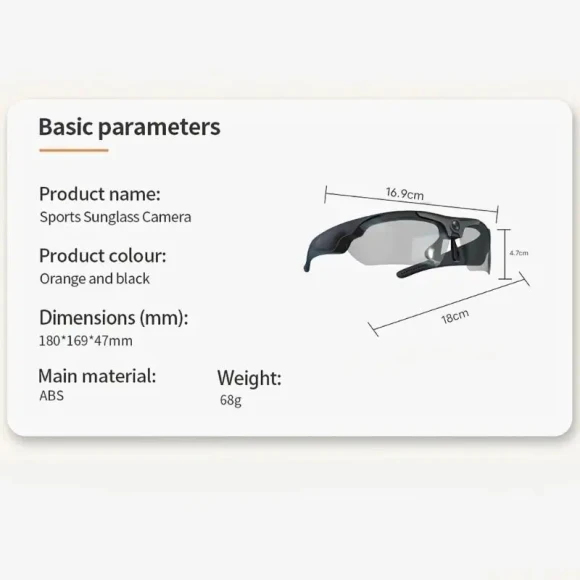 Full Resolution Camera Glasses with 128GB Storage for Sports — Smart Glasses