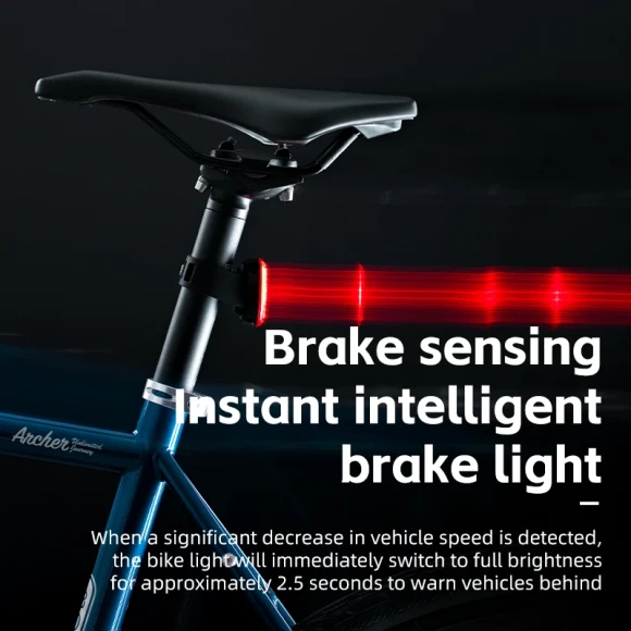 Smart Auto Brake Sensing Rechargeable Bike Tail Light — Smart Bike Light, ROCKBROS