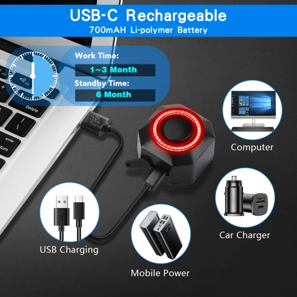 Bicycle Taillight with Alarm and Brake Sensing — Smart Bike Light, Awapow