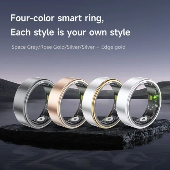 Smart Ring, Health Monitor, Heart Rate Sleep Monitor 5ATM Waterproof Silver — Smart Ring
