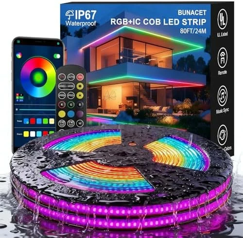 80ft COB RGB+IC LED Strip Lights — LED Strip Lights, BUNACET