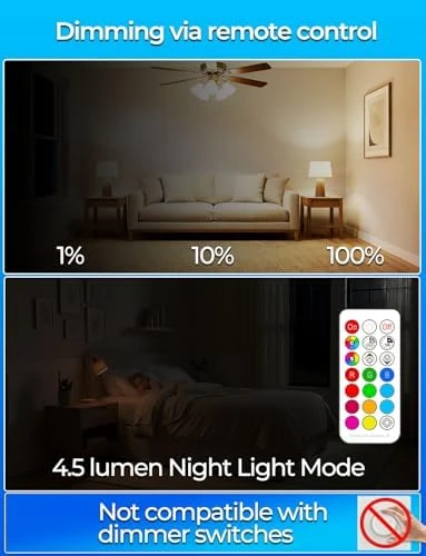 Color Changing LED Light Bulb (4 Pack) — Smart Light Bulb, ILC