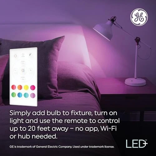 Color Changing LED Light Bulbs with Remote — Smart Light Bulb, GE